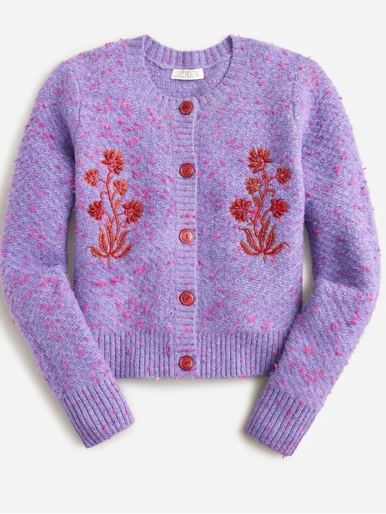 J. Crew Sweaters - J.Crew Sequin Embroidered Cotton Bouclé Cardigan Sweater Purple Small NWOT